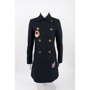 Coach Womens 1941 Naval Officer Pea Coat Navy Blue Double Breasted Patches Sz 2